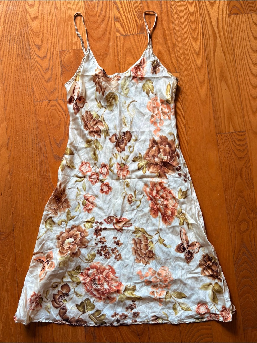 100% Silk Vintage Mini Dress Floral Print